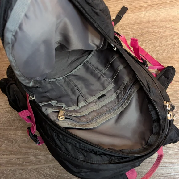 The North Face Borealis Black Backpack with Pink Accents